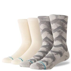 Stance Crew Socks 2-Pack | Gray & Cream | Size L | Athletic Casual Comfort